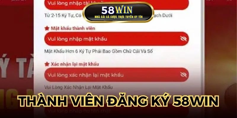 Thành viên tiến hành nhập các thông tin đăng ký